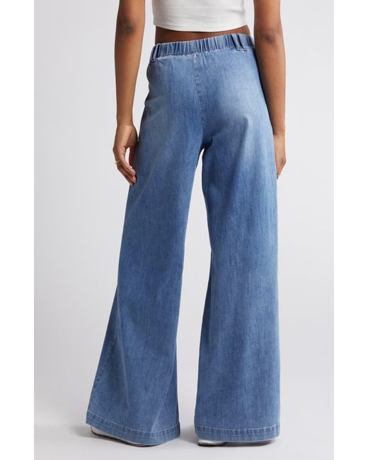 1822 Denim Blue Pleated High Waist Super Wide Leg Jeans
