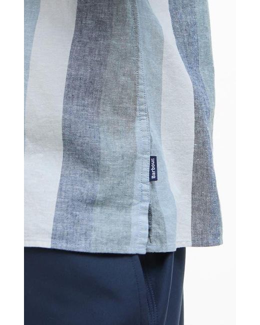 Barbour Blue Portwell Stripe Summer Fit Short Sleeve Button-Up Shirt for men