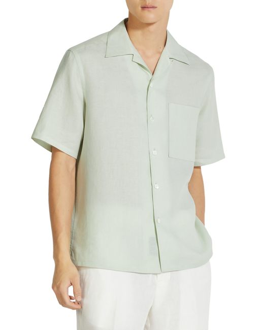 Zegna Green Oasi Linen Camp Shirt for men