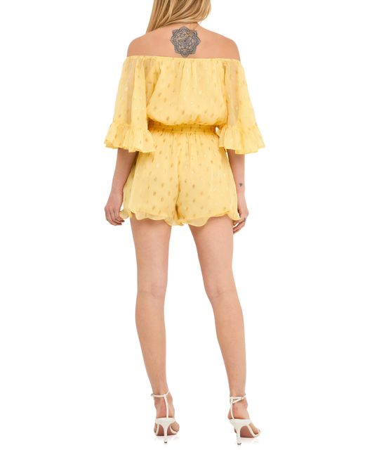 Endless Rose Yellow Off The Shoulder Chiffon Romper
