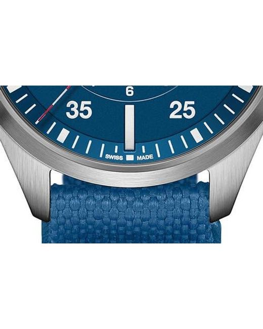 Hamilton Blue Khaki Aviation Pilot Automatic Leather Strap Watch, 42Mm for men