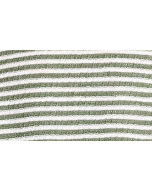 Theory Green Stripe Short Sleeve Linen & Cotton Blend Crewneck Sweater for men