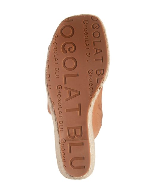 Chocolat Blu Brown Ian Espadrille Platform Wedge Slide Sandal