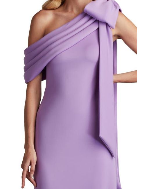 Tadashi Shoji Purple One-Shoulder Crepe Column Gown