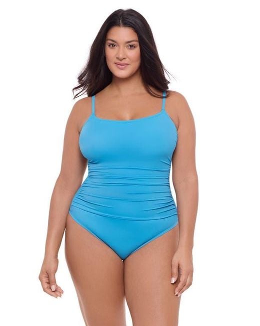 S3 Blue Classic Shirred Front One Piece Swimsuit