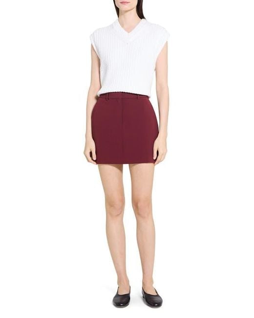 Theory Red Crepe Miniskirt