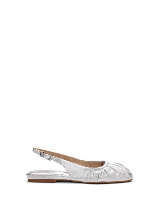 Ash White Bibi Ruched Square Toe Slingback Flat
