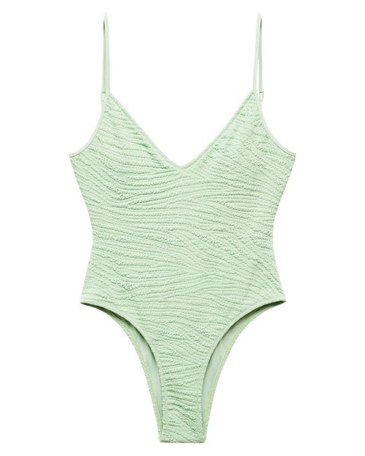 Mango Green Samos Textured One-piece Swimsuit