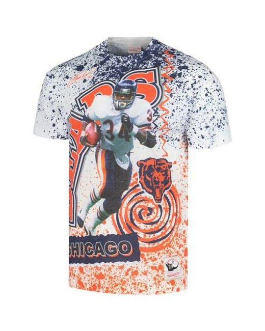 Mitchell & Ness Blue Walter Payton Chicago Bears Retired Player Name & Number Burst T-Shirt for men