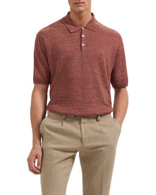 Bugatchi Red Linen Polo Sweater for men