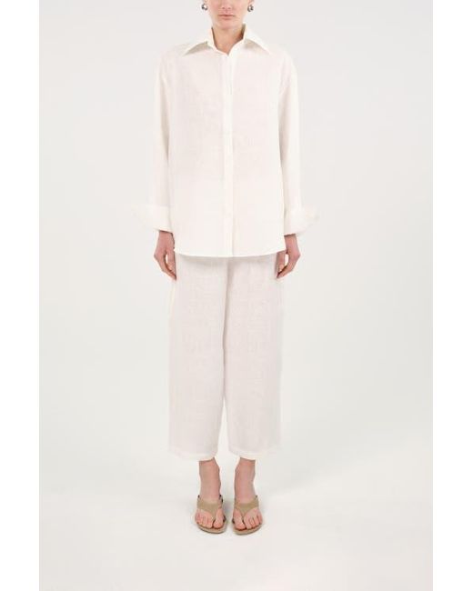 Nocturne Pink Linen Drawstring Trousers