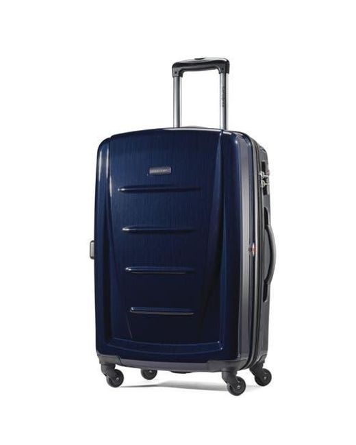 Samsonite Blue Winfield 2 Checked-Medium 24-Inch Hardside Expandable Luggage With Spinner Wheels
