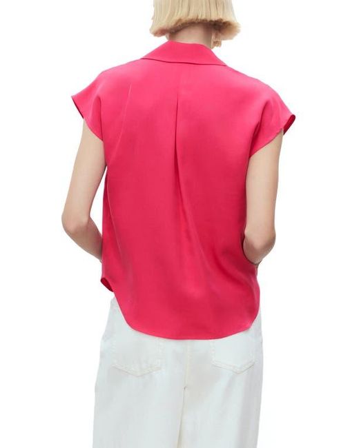 Mango Pink Cap Sleeve Button-Up Shirt