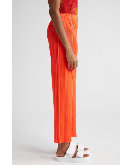 Pleats Please Issey Miyake Red Monthly Colors April Crop Wide Leg Pants