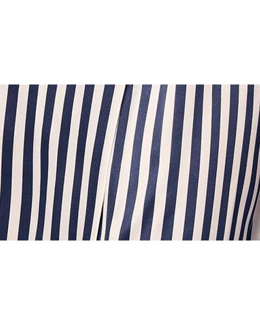 Petite Plume Blue Bengal Stripe Silk Robe