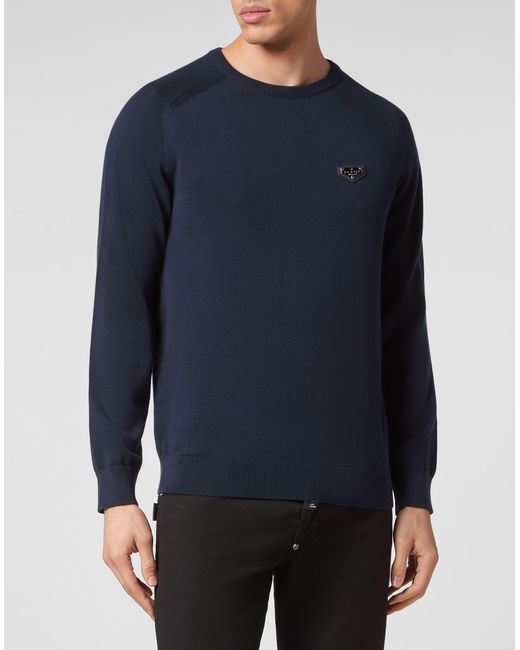Philipp Plein Blue Pullover Round Neck for men