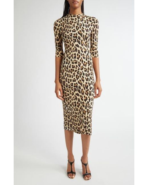 Alice + Olivia Natural Delora Print Knit Midi Dress