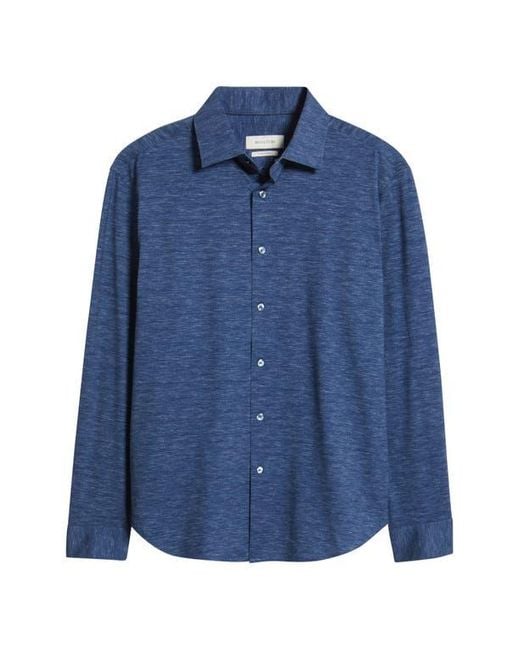 Bugatchi Blue James Ooohcotton Space Dye Button-Up Shirt for men
