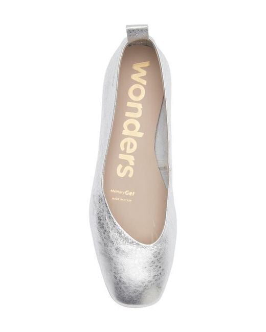Wonders White Square Toe Ballet Flat