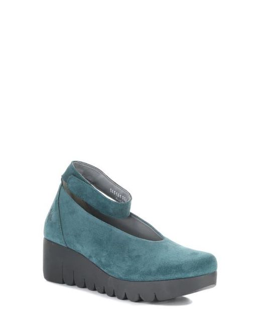 Fly London Blue Vily Ankle Strap Platform Wedge Pump