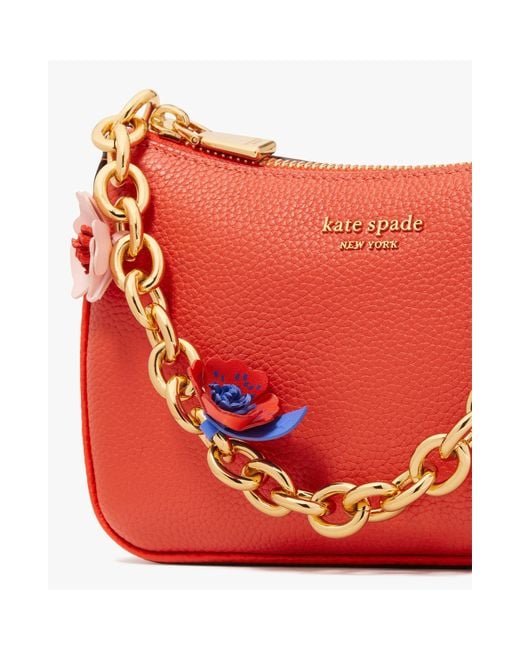 Kate Spade Red Small Jolie Floral Convertible Leather Crossbody Bag