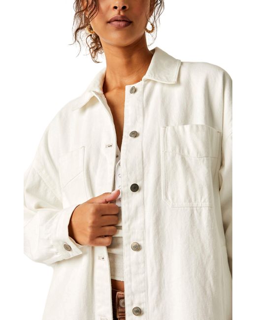 Free People Madison City Twill Jacket in White | Lyst