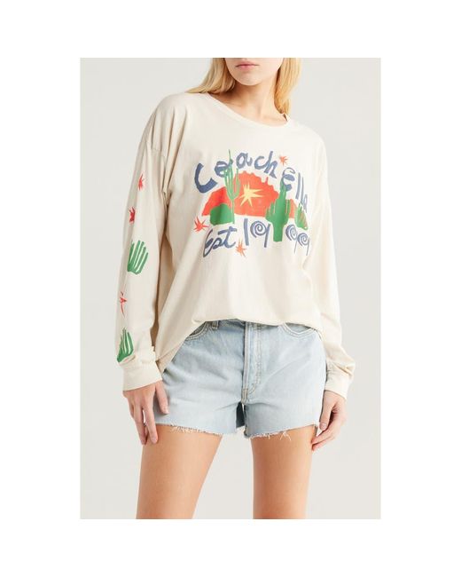Daydreamer White X Coachella Collage Merch Long Sleeve Cotton Jersey Graphic T-Shirt