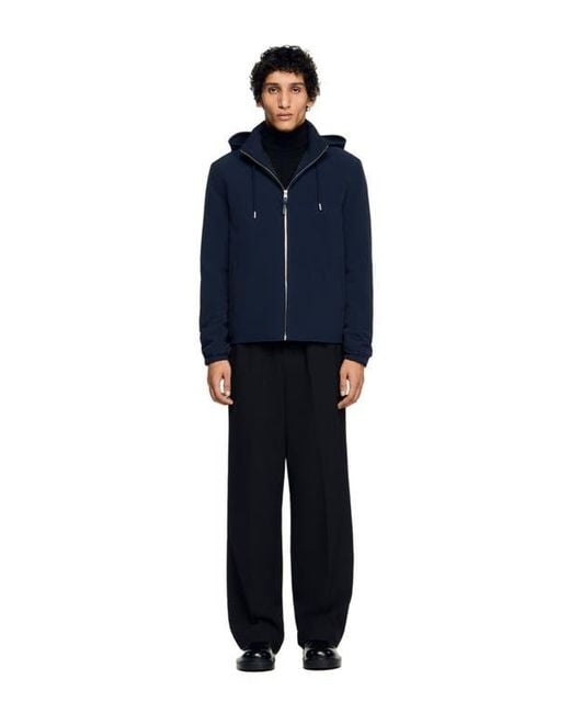 Sandro Blue Hooded Zip-Up Jacket for men