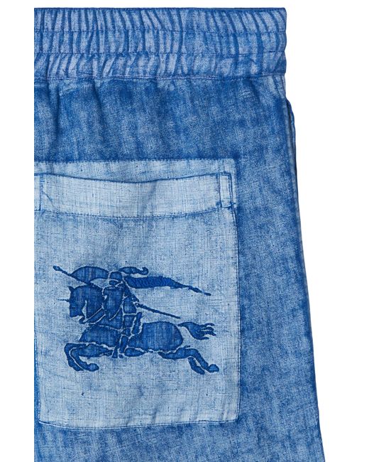 Burberry Blue Ekd Oversize Linen Shorts for men