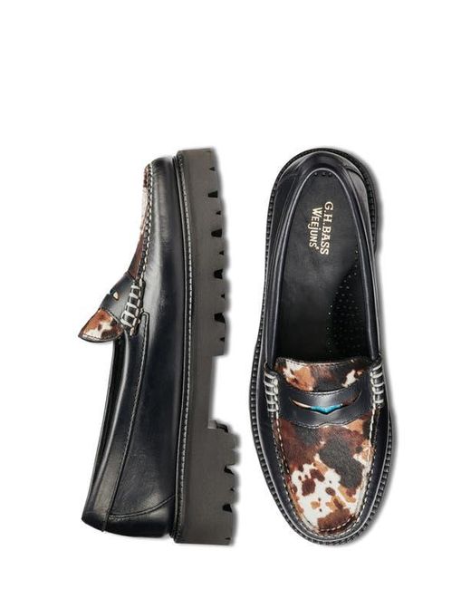 G.H.BASS Black Whitney Super Lug Sole Penny Loafer