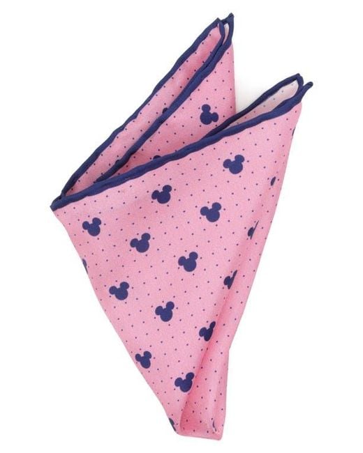 Cufflinks Inc. Pink Mickey Mouse Dot Silk Pocket Square for men