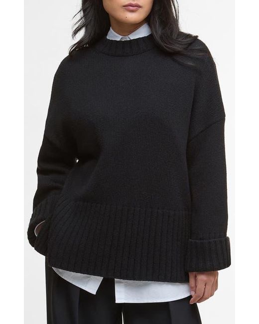 Barbour Black Sophia Cotton & Wool Blend Tunic Sweater