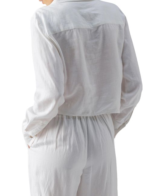 Sanctuary Gray Utility Pocket Linen Blend Button-up Shirt