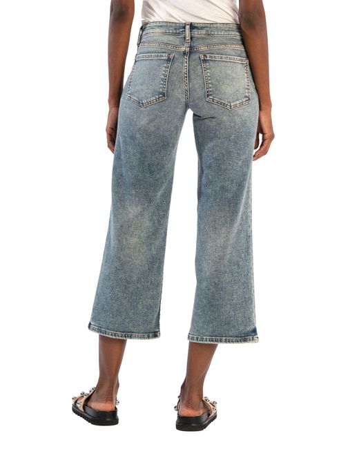 Kut From The Kloth Blue Welt Pocket Mid Rise Ankle Wide Leg Jeans