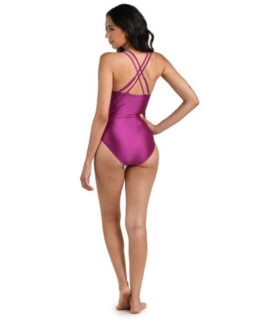 La Blanca Purple Earth Lace-Up Underwire One-Piece Swimsuit