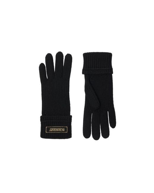 Burberry Black Logo Patch Wool Blend Gloves for men