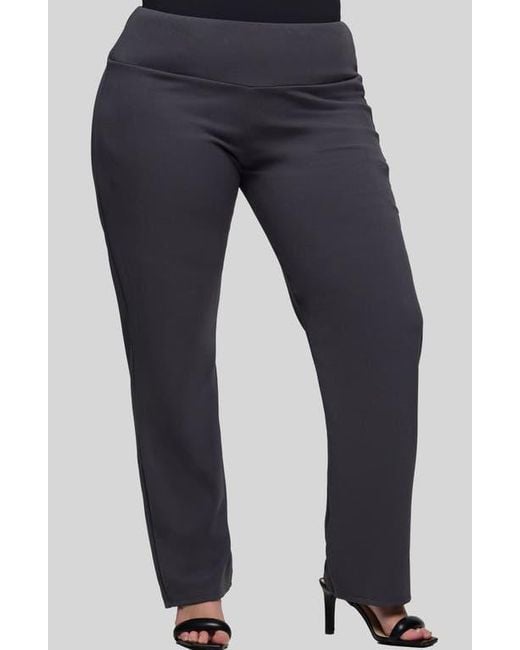24seven Comfort Apparel Blue High Waist Straight Leg Pants