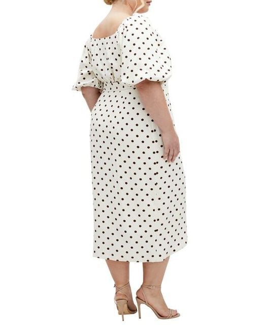 City Chic White Claudine Faux Wrap Chiffon Midi Dress