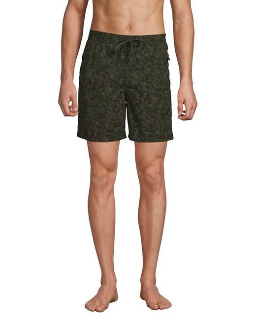 Lands' End Men's Green Inch Volley Hydroliner Swim Trunks