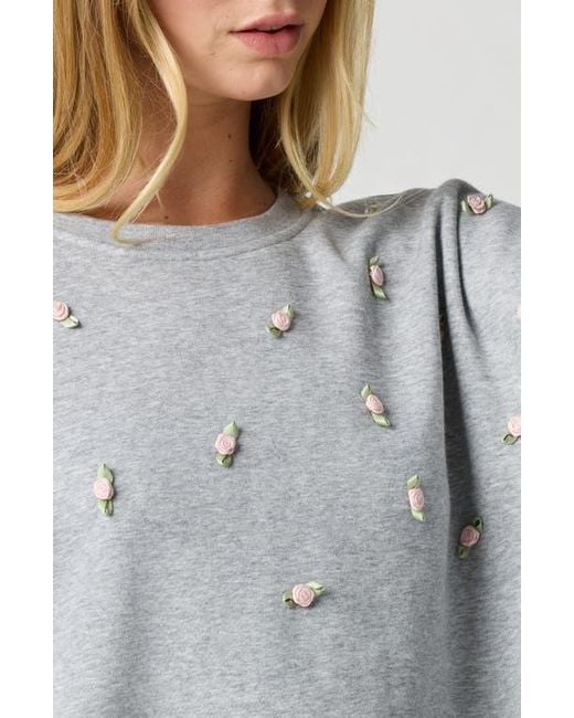 Florence By Mills Gray Rosette Oversize Pullover