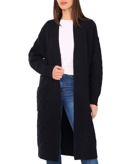 Vince Camuto Blue Open Front Cable Stitch Cardigan