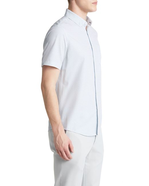 Mizzen+Main White Mizzen+main Leeward Geometric Print Short Sleeve Button-up Performance Shirt for men