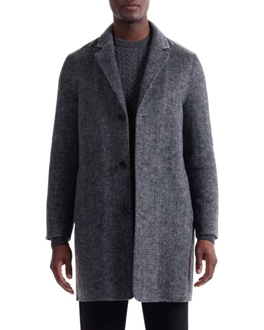 Bugatchi Gray Herringbone Wool Blend Car Coat for men