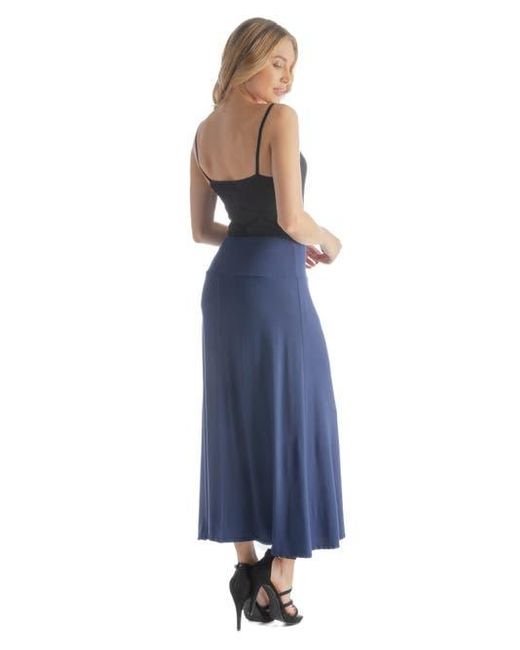 24seven Comfort Apparel Blue Elastic Waist Maxi Skirt