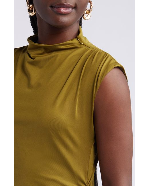 Open Edit Green Ruched Body-con Midi Dress
