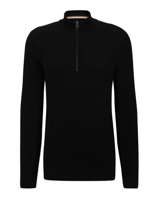 Boss Black Ebrando Textured Cotton Half Zip Sweater for men
