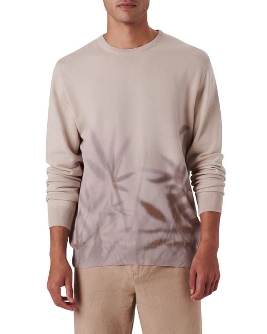 Bugatchi Multicolor Leaf Print Cotton Sweater for men