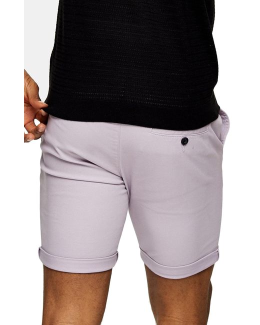 TOPMAN Cotton Stretch Skinny Chino Shorts in Lilac (Purple) for Men Lyst