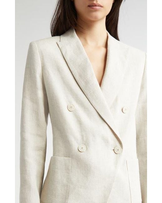 Eleventy Natural Double Breasted Linen Blend Blazer
