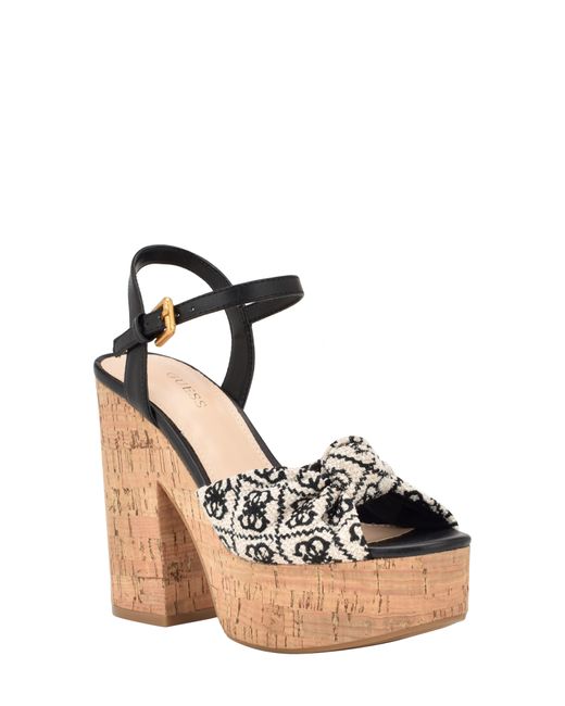 Guess Yipster Ankle Strap Platform Sandal in Black | Lyst